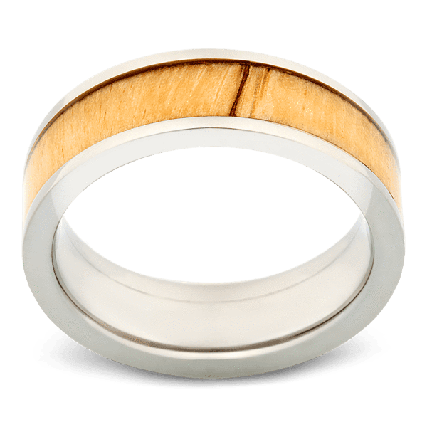Men's Titanium Wedding Ring with 7mm Spalted Tamarind Wood Band | Bonzerbands