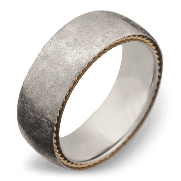 Men's Cobalt Chrome Wedding Ring with 8mm 14k Yellow Gold Band | Bonzerbands