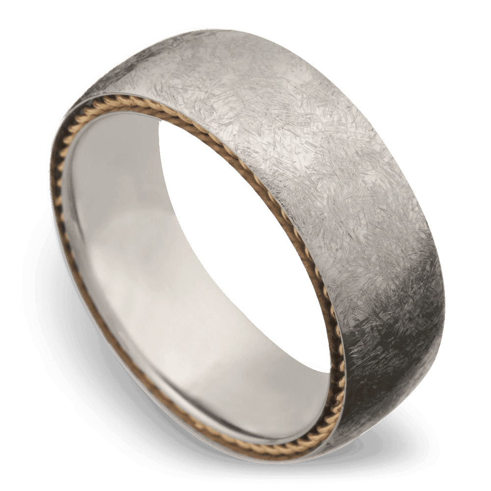 Men's Cobalt Chrome Wedding Ring with 8mm 14k Yellow Gold Band | Bonzerbands