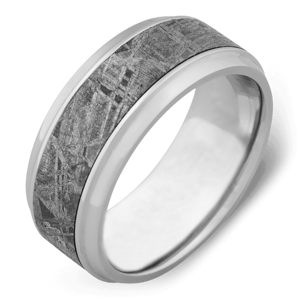 Men's Cobalt Chrome Wedding Ring with 9mm Gibeon Meteorite Band | Bonzerbands