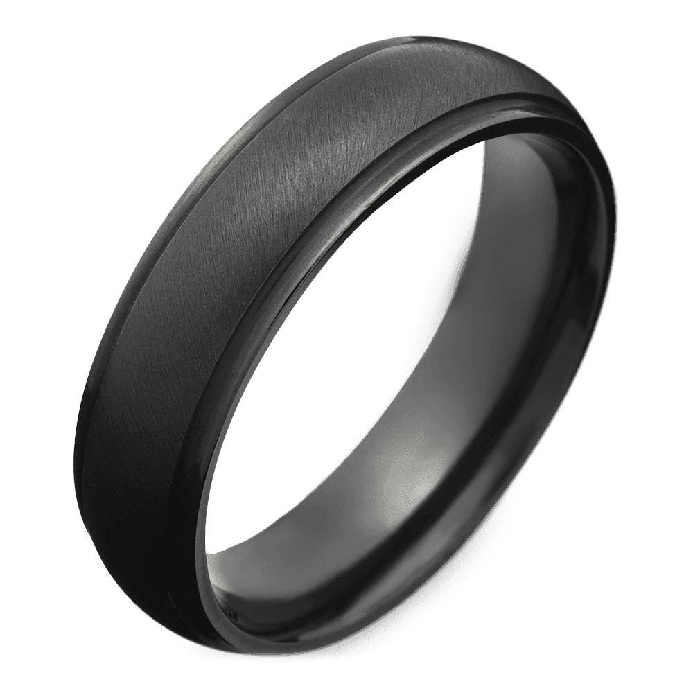 Men's Black Zirconium Wedding Ring with 7mm Angled Satin Finish Band | Bonzerbands