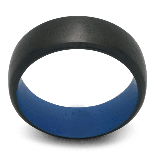 Men's Black Zirconium Wedding Ring with 8mm Blue Cerakote Band | Bonzerbands