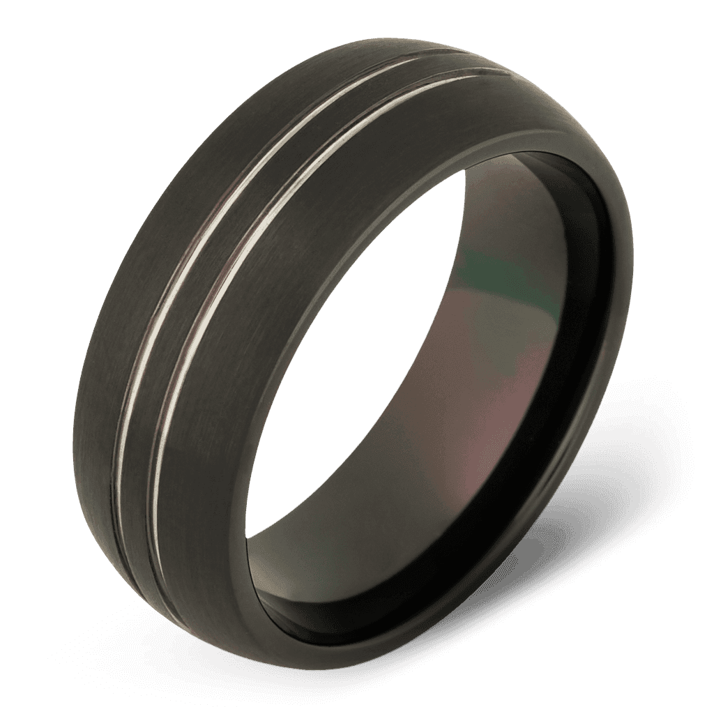 Men's Tungsten Wedding Ring with 8mm Double Groove Band | Bonzerbands