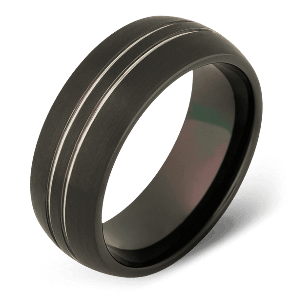 Men's Tungsten Wedding Ring with 8mm Double Groove Band | Bonzerbands