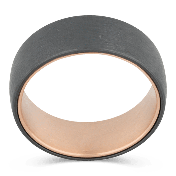 Men's Titanium Wedding Ring with 8mm 14k Rose Gold Band | Bonzerbands