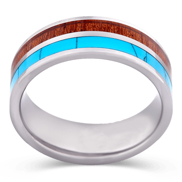 Men's Tungsten Wedding Ring with 8mm Turquoise Band | Bonzerbands