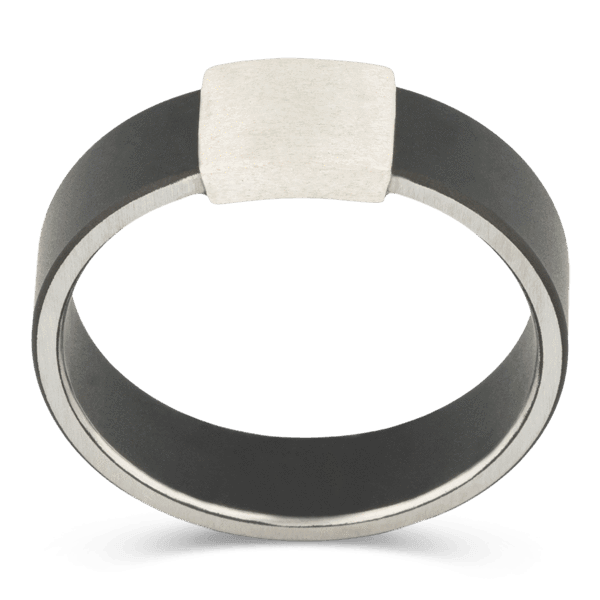 Men's Steel Barrel Wedding Ring with 7mm Silver Band | Bonzerbands
