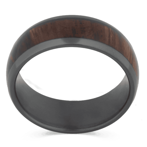 Men's Black Zirconium Wedding Ring with 8mm Desert Ironwood Band | Bonzerbands