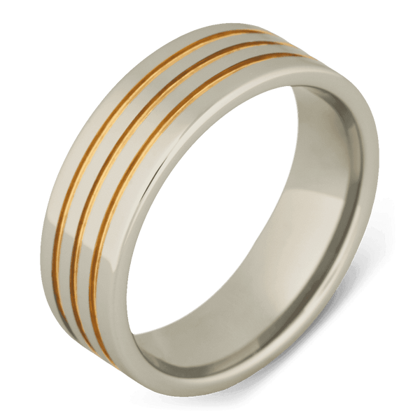 Men's Tungsten Wedding Ring with 8mm 14k Yellow Gold Band | Bonzerbands