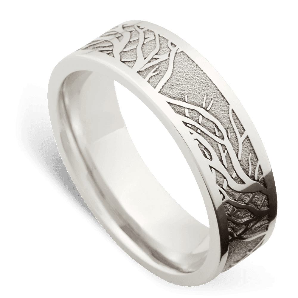 Men's Cobalt Chrome Wedding Ring with 7mm Branch Detailing Band | Bonzerbands