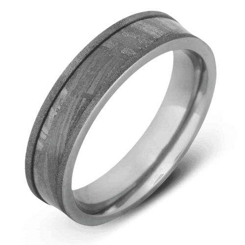 Men's Titanium Wedding Ring with 6mm Gibeon Meteorite Band | Bonzerbands