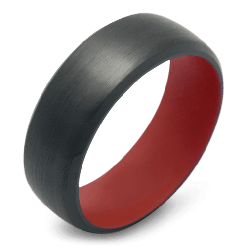 Men's Black Zirconium Wedding Ring with 8mm Red Cerakote Band | Bonzerbands