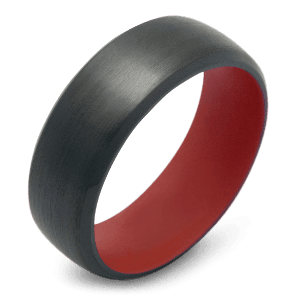 Men's Black Zirconium Wedding Ring with 8mm Red Cerakote Band | Bonzerbands