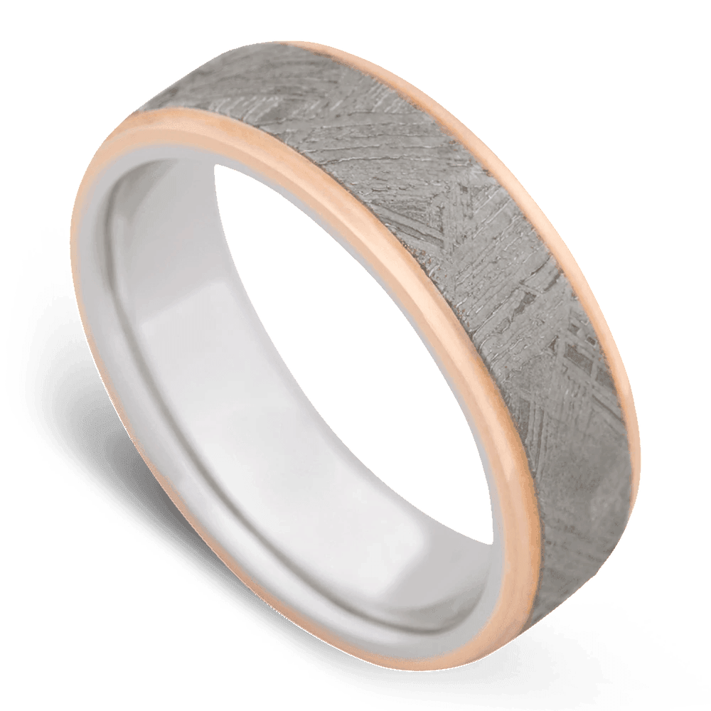 Men's Cobalt Chrome Wedding Ring with 7mm Meteorite Band | Bonzerbands
