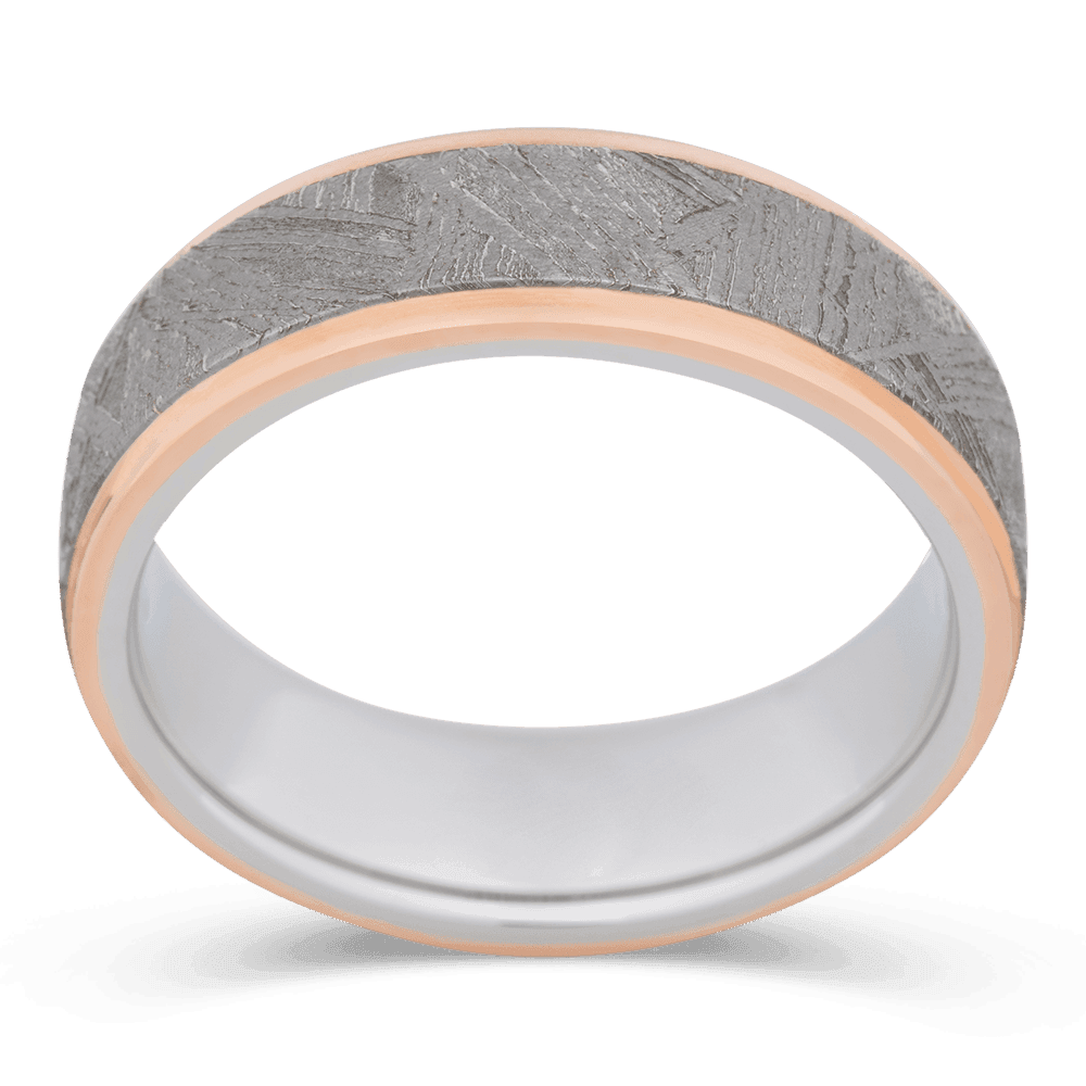 Men's Cobalt Chrome Wedding Ring with 7mm Meteorite Band | Bonzerbands