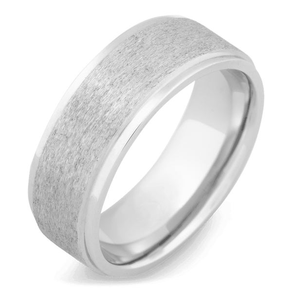 Men's Cobalt Chrome Wedding Ring with 8mm Rough Stone Finish Band | Bonzerbands