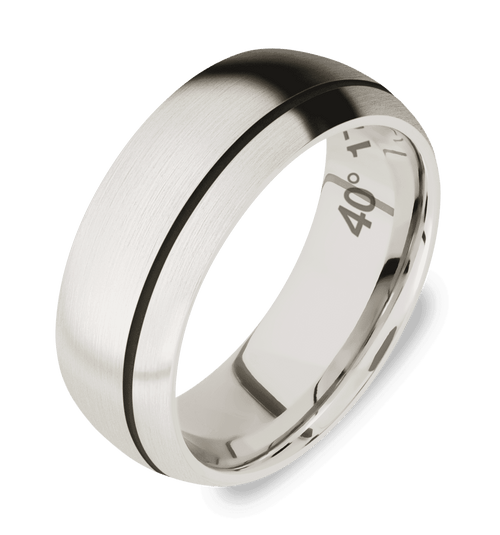 Men's Cobalt Chrome Wedding Ring with 7mm Offset Cerakote Groove Band | Bonzerbands