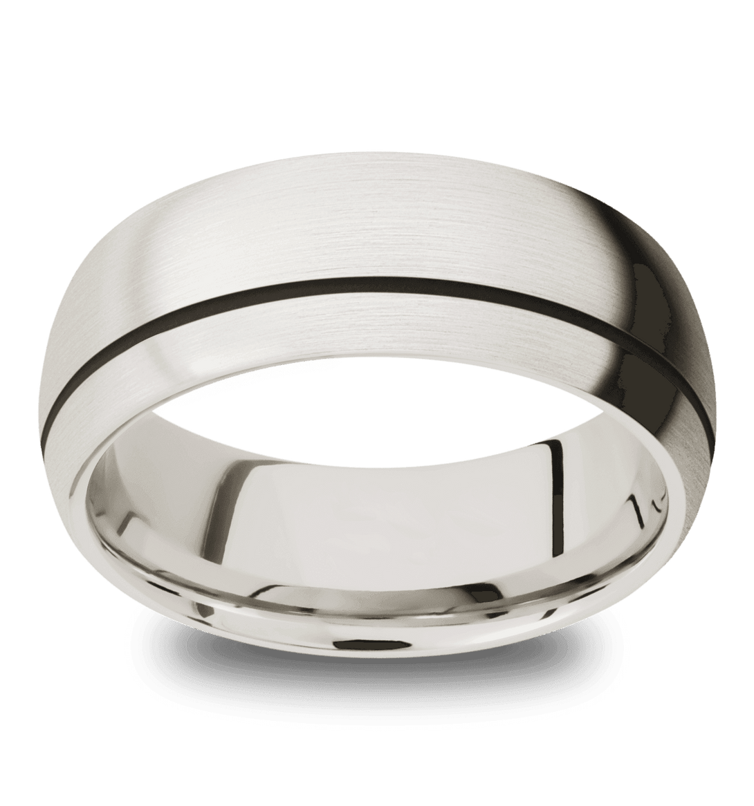 Men's Cobalt Chrome Wedding Ring with 7mm Offset Cerakote Groove Band | Bonzerbands