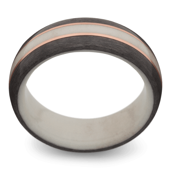 Men's Grey Maple Wood Wedding Ring with 8mm Deer Antler Band | Bonzerbands