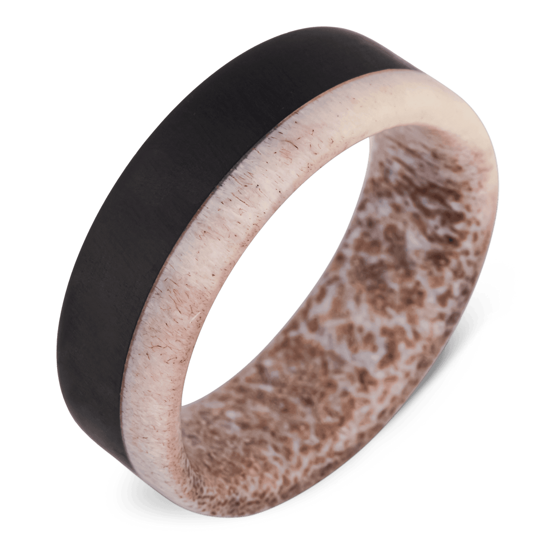Men's Carbon Fiber Wedding Ring with 8mm Deer Antler Band | Bonzerbands