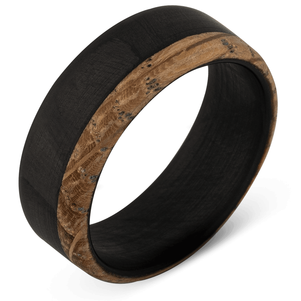 Men's Carbon Fiber Wedding Ring with 8mm Whiskey Barrel Band | Bonzerbands