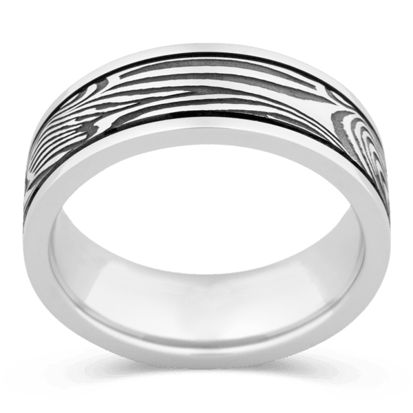 Men's Cobalt Chrome Wedding Ring with 8mm Damascus Steel Band | Bonzerbands