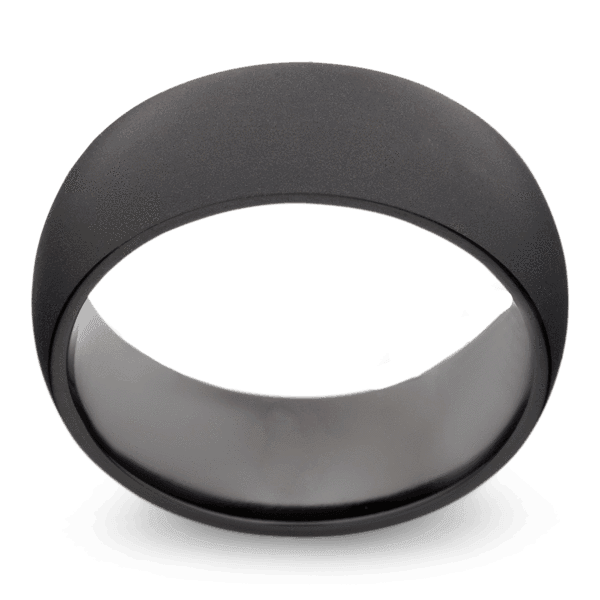 Men's Black Zirconium Wedding Ring with 8mm Beaded Finish Band | Bonzerbands