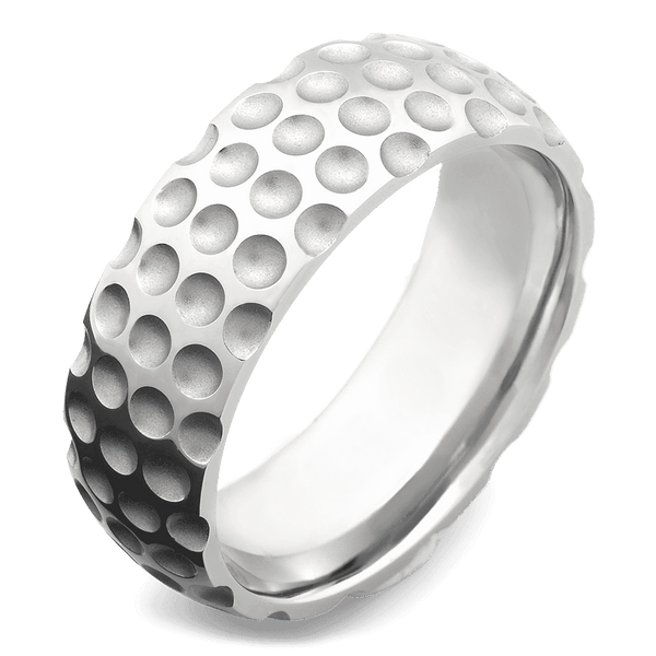 Men's Cobalt Chrome Wedding Ring with 8mm Golf Ball Engraving Band | Bonzerbands