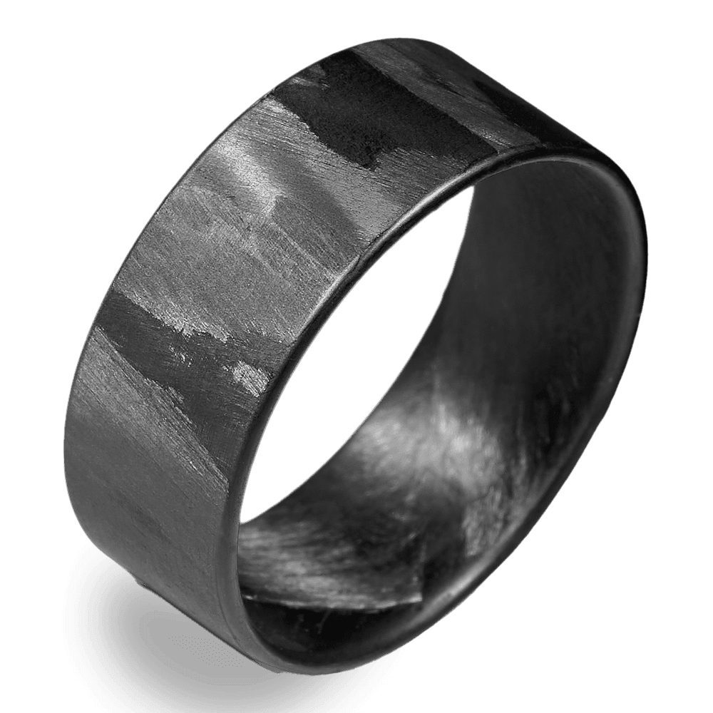 Men's Carbon Fiber Wedding Ring with 8mm Flat Design Band | Bonzerbands