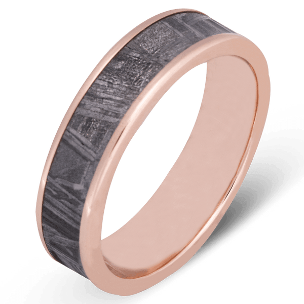 Men's Meteorite Wedding Ring with 6mm 14k Rose Gold Band | Bonzerbands
