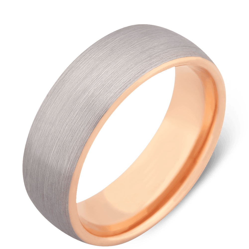 Men's Tungsten Wedding Ring with 8mm 14k Rose Gold Band | Bonzerbands