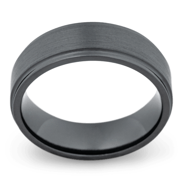 Men's Black Zirconium Wedding Ring with 7mm Satin Finish Band | Bonzerbands