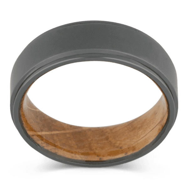 Men's Black Zirconium Wedding Ring with 8mm Whiskey Barrel Band | Bonzerbands