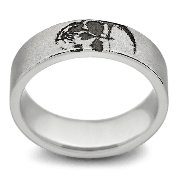 Men's Cobalt Chrome Wedding Ring with 7mm Black Cerakote Skull Band | Bonzerbands