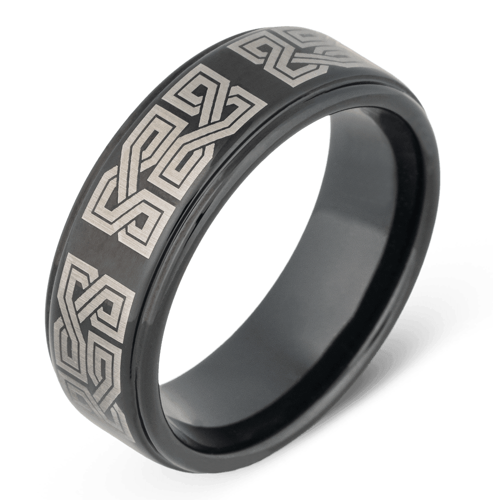 Men's Tungsten Wedding Ring with 8mm Celtic Design Band | Bonzerbands