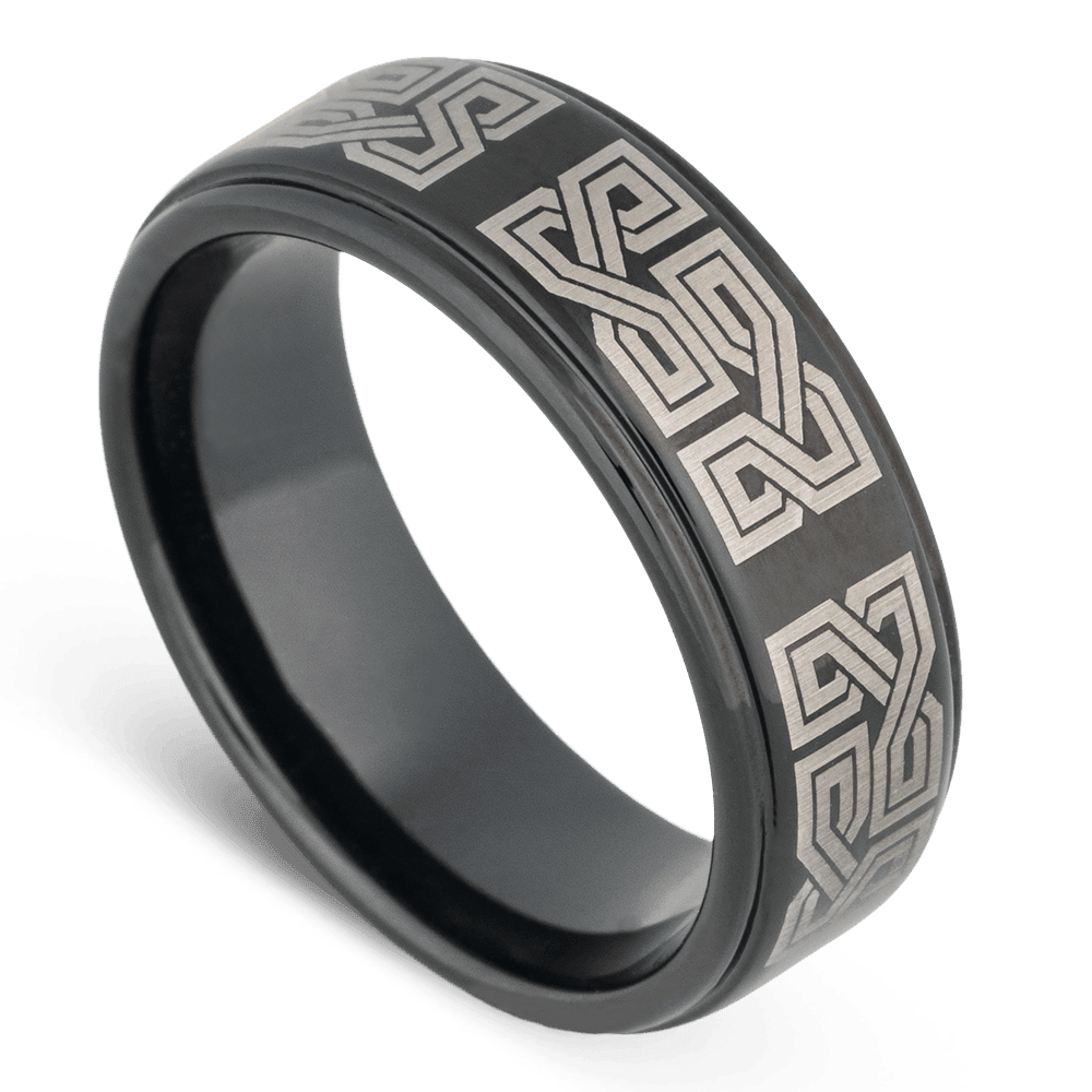 Men's Tungsten Wedding Ring with 8mm Celtic Design Band | Bonzerbands