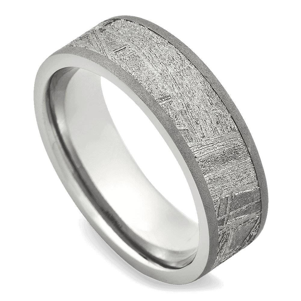 Men's Titanium Wedding Ring with 7mm Gibeon Meteorite Band | Bonzerbands