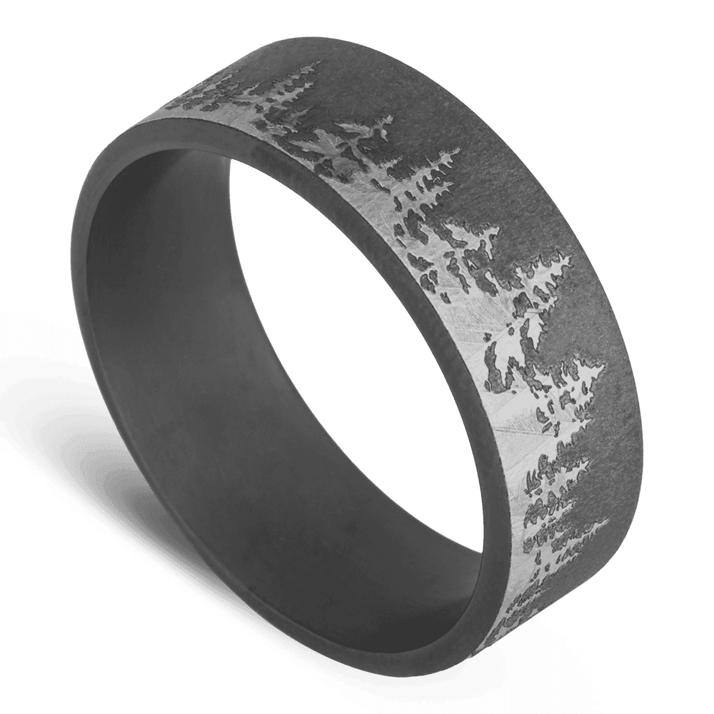 Men's Tantalum Wedding Ring with 8mm Tree Design Band | Bonzerbands