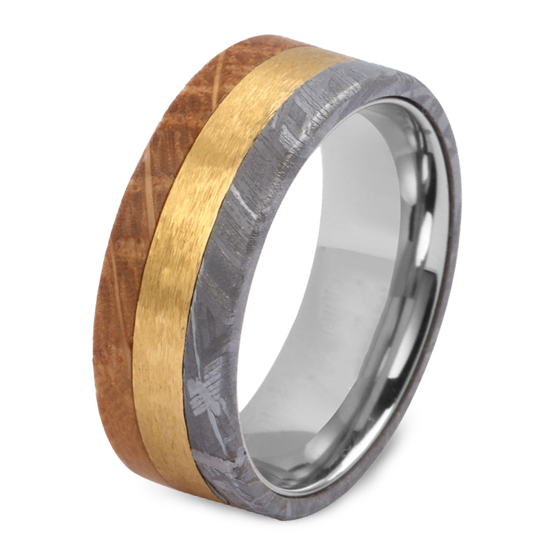 Men's Tungsten Wedding Ring with 8mm Brushed Center Band | Bonzerbands