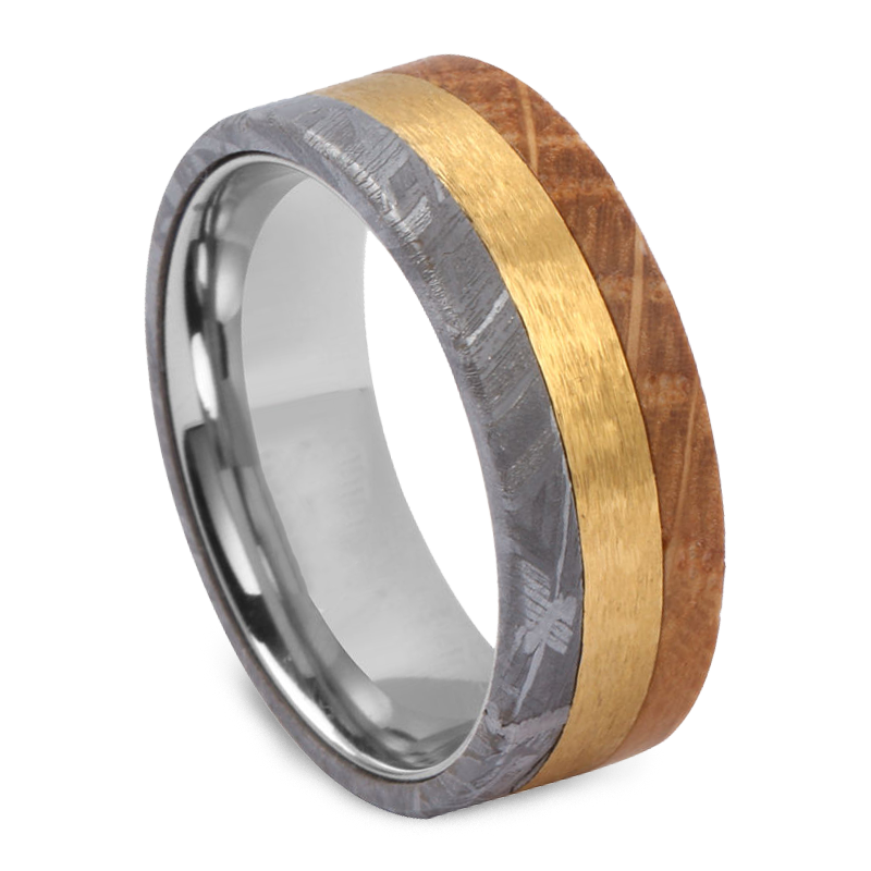 Men's Tungsten Wedding Ring with 8mm Brushed Center Band | Bonzerbands