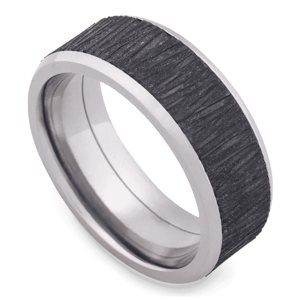 Men's Titanium Wedding Ring with 8mm Black Zirconium Band | Bonzerbands