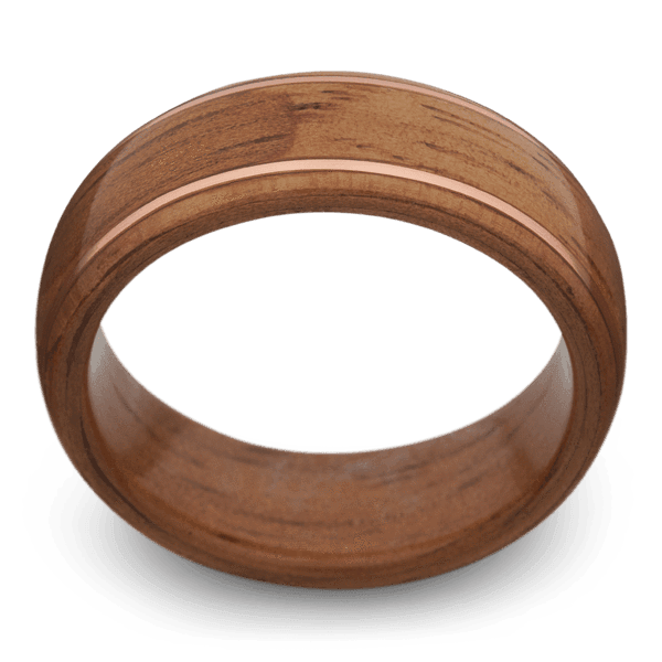Men's Koa Wood Wedding Ring with 8mm Double Copper Stripe Band | Bonzerbands
