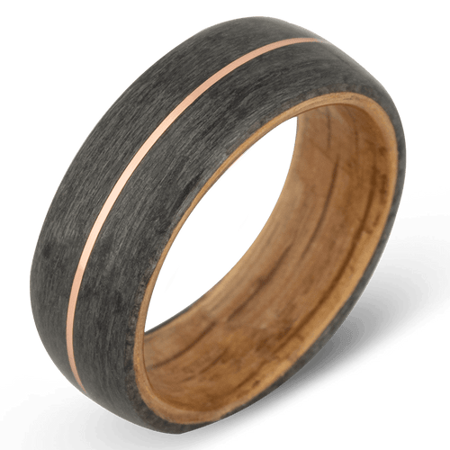 Men's Grey Maple Wood Wedding Ring with 8mm Whiskey Barrel Band | Bonzerbands