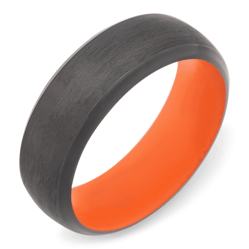 Men's Black Zirconium Wedding Ring with 8mm Orange Cerakote Band | Bonzerbands