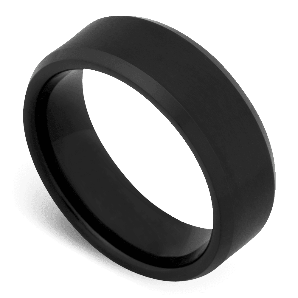 Men's Tungsten Wedding Ring with 8mm Beveled Edge Band | Bonzerbands