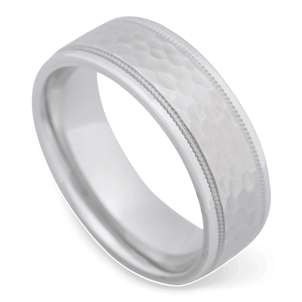 Men's Cobalt Chrome Wedding Ring with 7.5mm Milgrain Edge Band | Bonzerbands