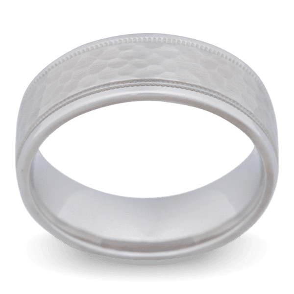 Men's Cobalt Chrome Wedding Ring with 7.5mm Milgrain Edge Band | Bonzerbands