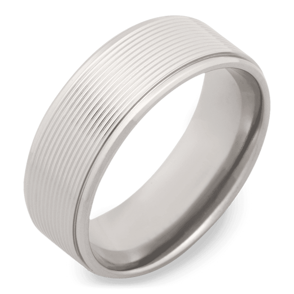 Men's Titanium Wedding Ring with 8mm Laser Line Pattern Band | Bonzerbands