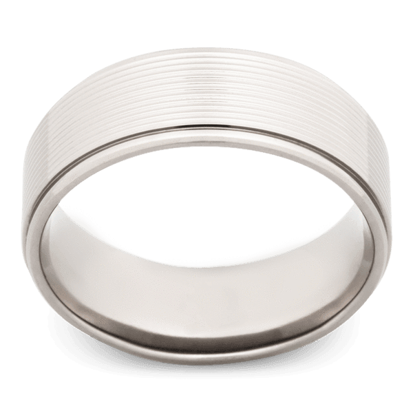 Men's Titanium Wedding Ring with 8mm Laser Line Pattern Band | Bonzerbands