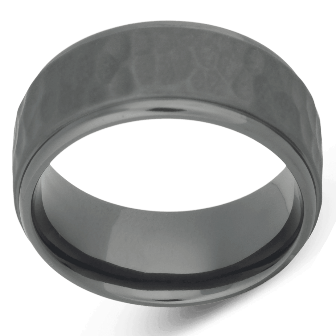 Men's Zirconium Wedding Ring with 8mm Distressed Finish Band | Bonzerbands